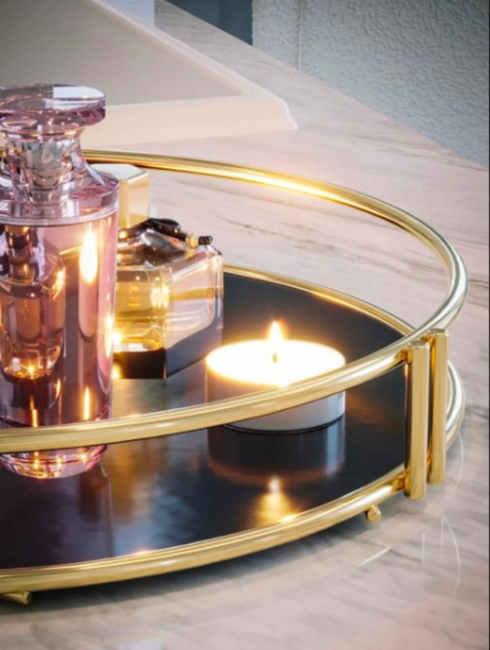 Round Tray Makeup Organizer Matal Frame Premimum Quality