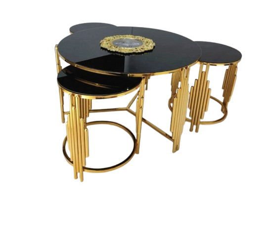 C4 Metal Frame Center Table with Luxury Nesting Table Set - Metal Furniture