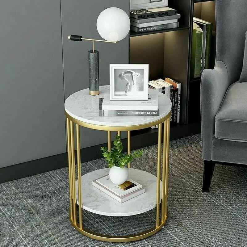 Round Coffee Table with Shelf - Metal Furniture