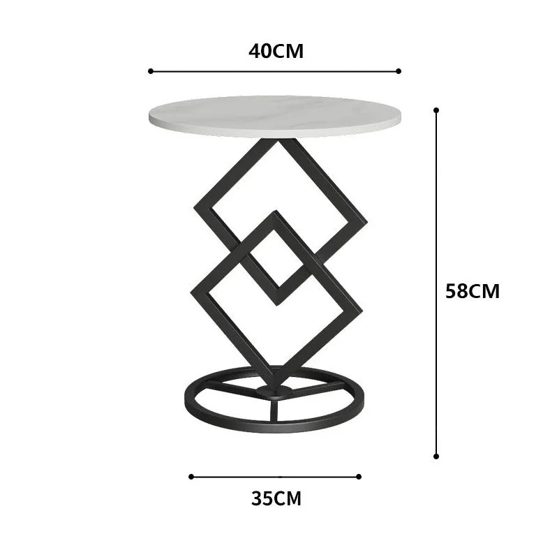 Round Top Geometric Base Coffee Table Luxury Look Sofa Side Table