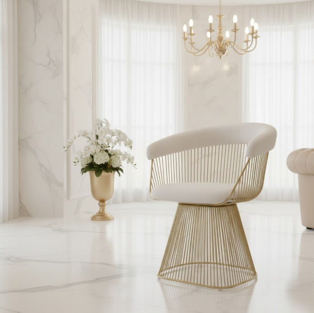 Modern gold frame metal accent chair from Metal Furniture, featuring sleek design ideal for luxury living rooms.