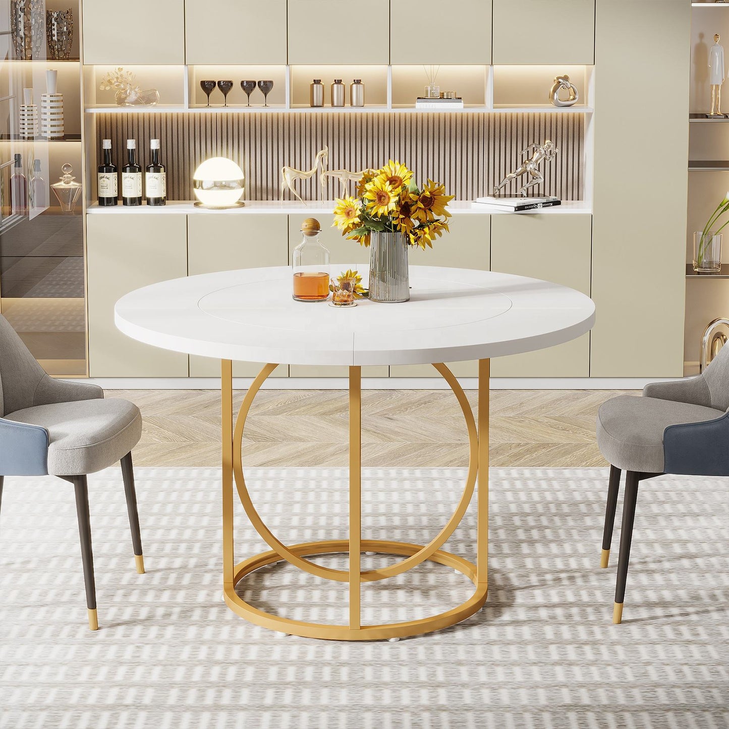 2025 Round Luxury Golden Dining Table