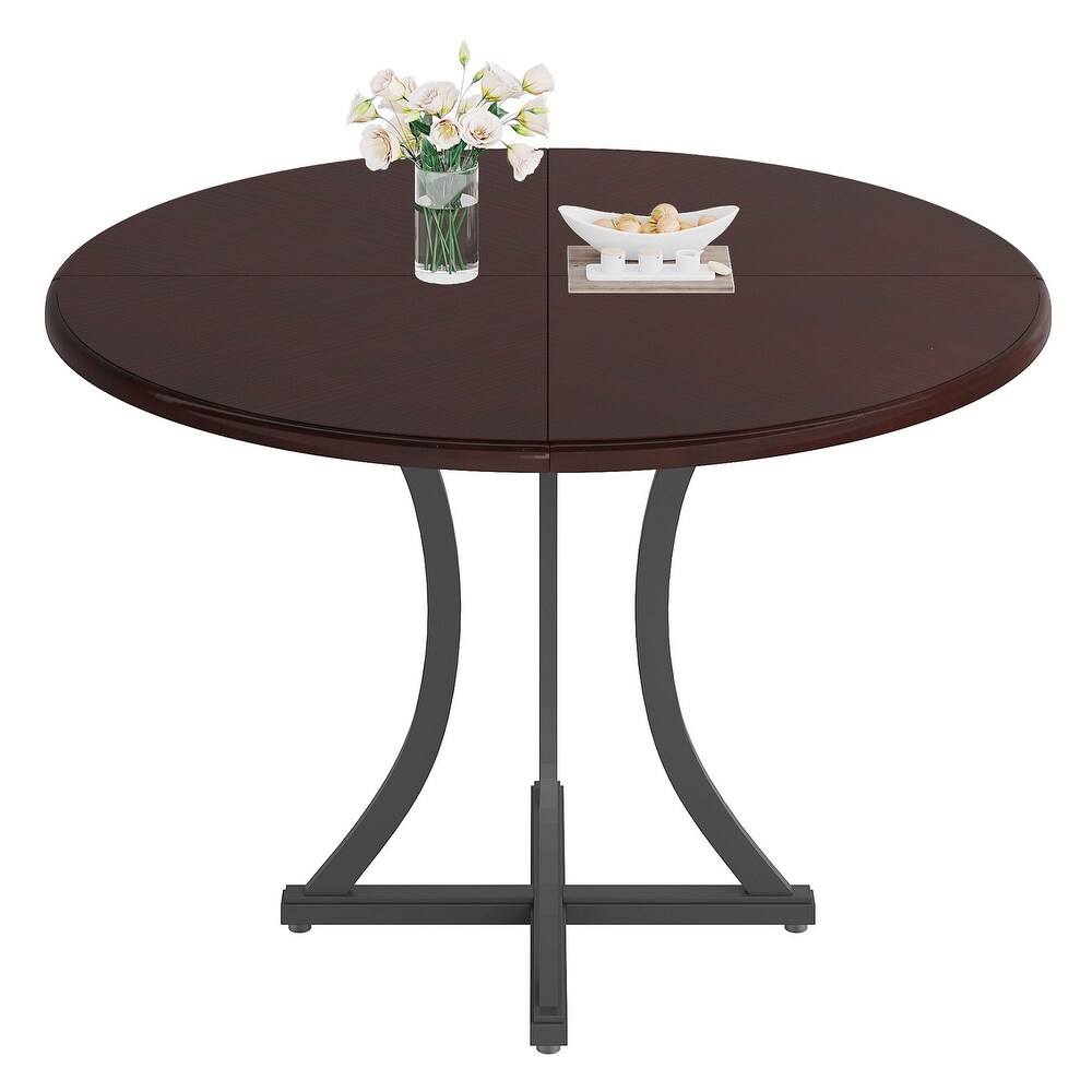 Round Dining Table, Circle Kitchen Table with Metal Base wooden marble texture sheet only dining table