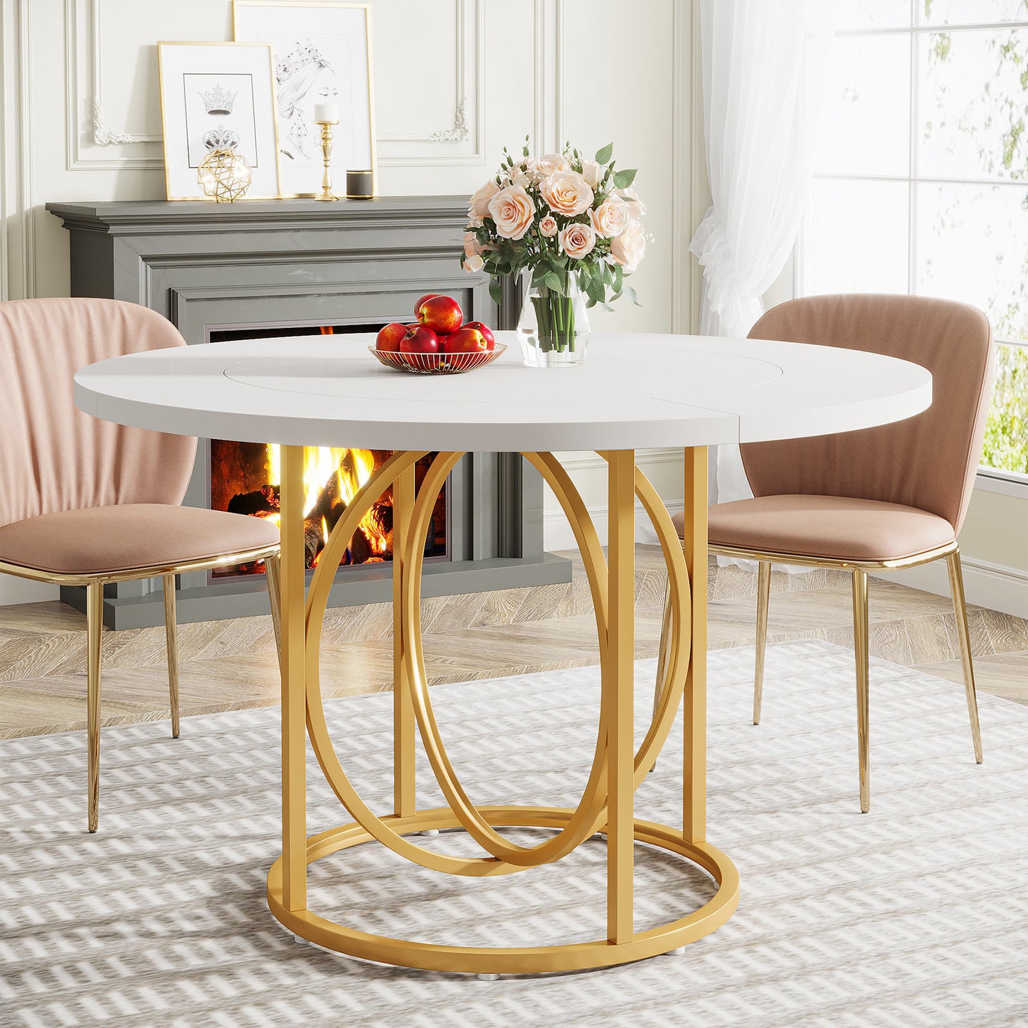 2025 Round Luxury Golden Dining Table