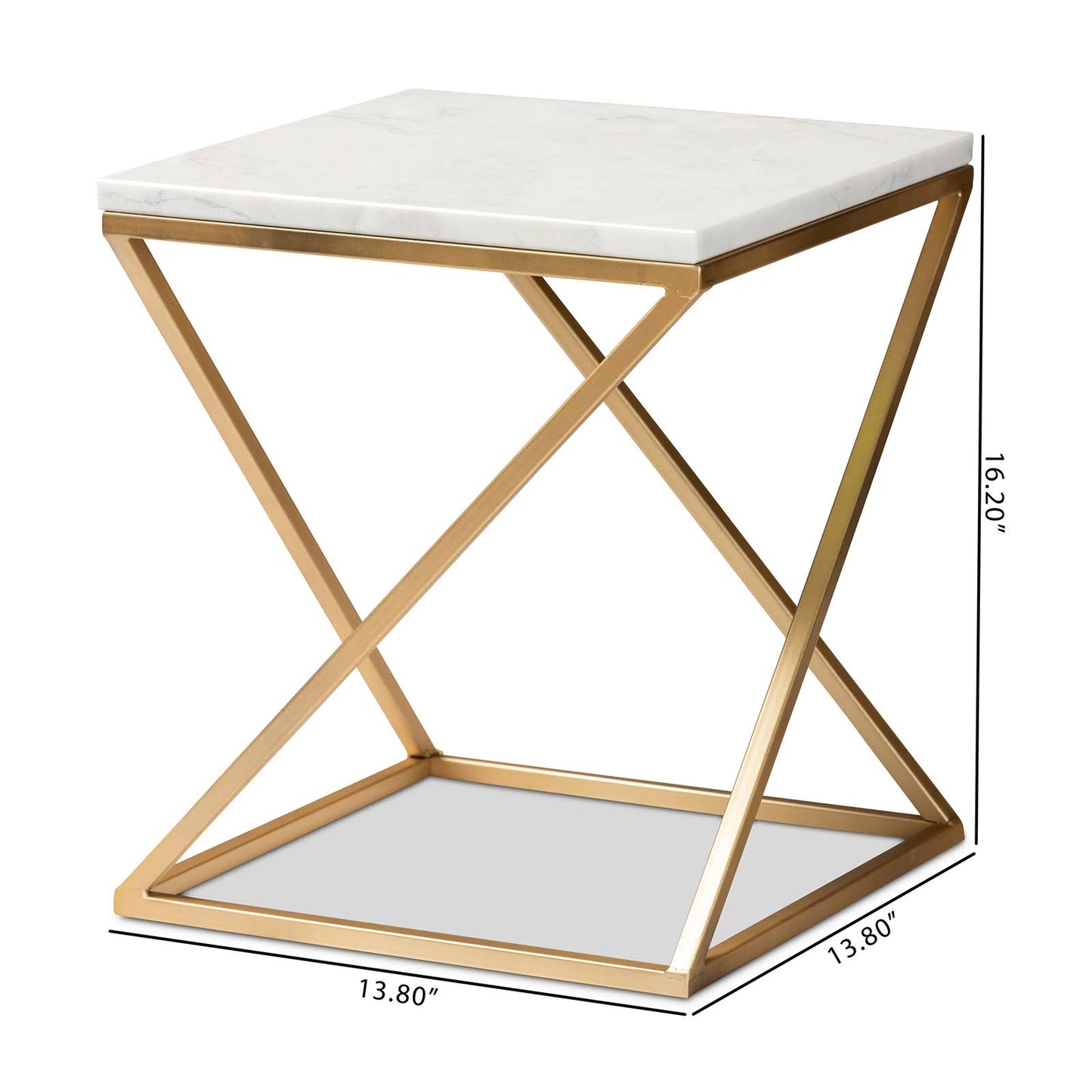 Square Top X Base Coffee Table Marble Texture Top