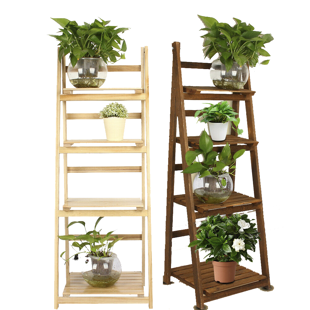 4-Tire Wooden Flower Stand Plant Display Shelves