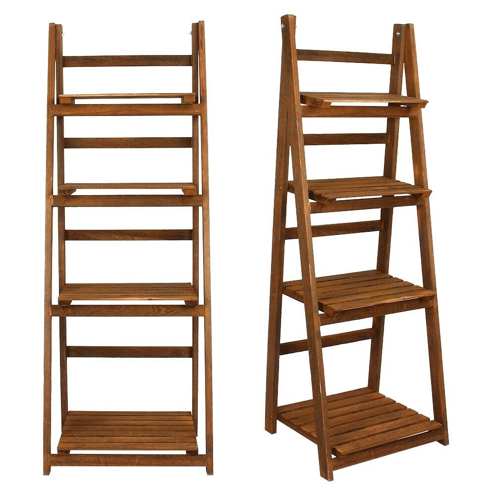 4-Tire Wooden Flower Stand Plant Display Shelves