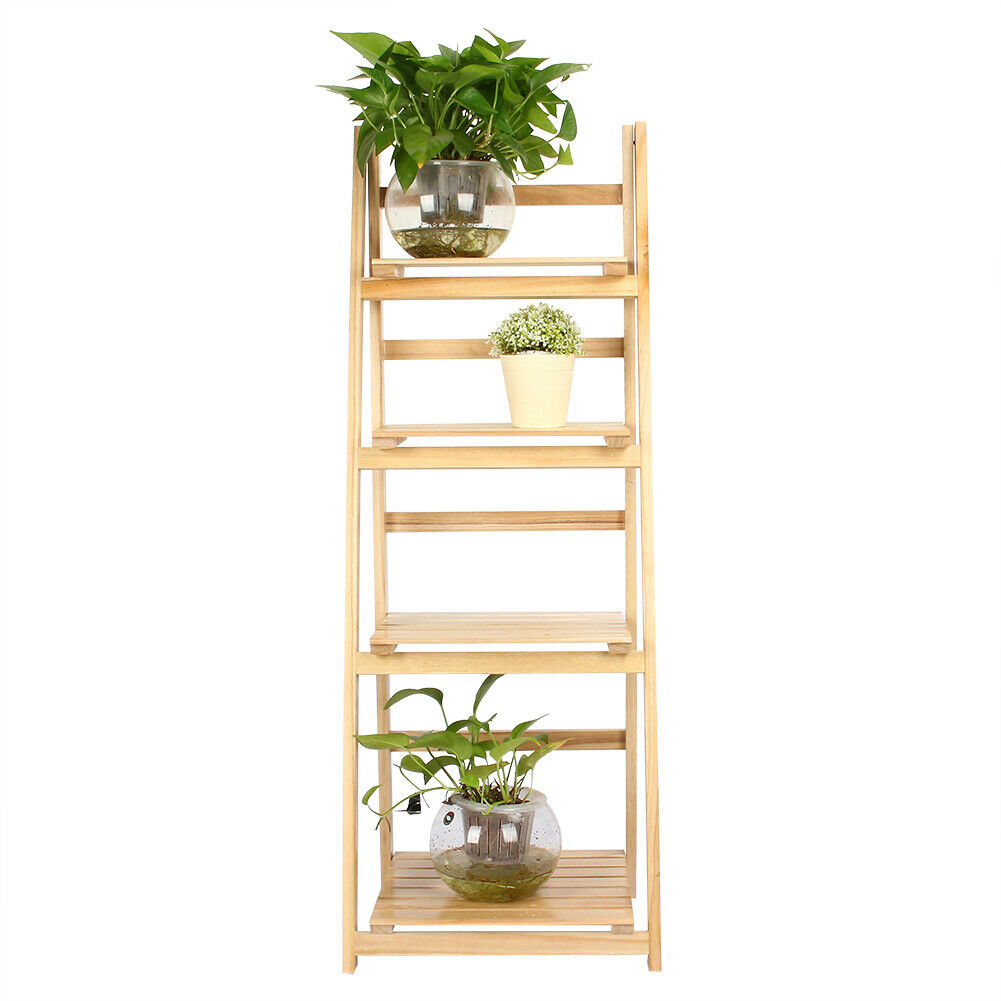 4-Tire Wooden Flower Stand Plant Display Shelves