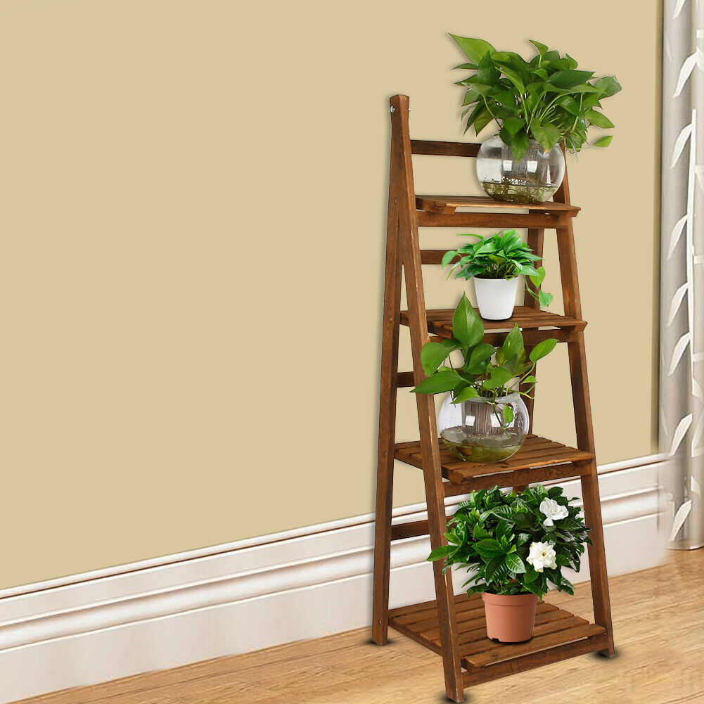 4-Tire Wooden Flower Stand Plant Display Shelves
