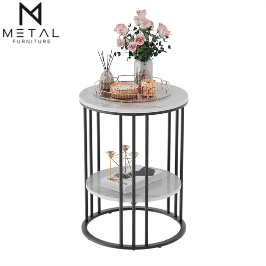 Round Coffee Table with Shelf - Metal Furniture