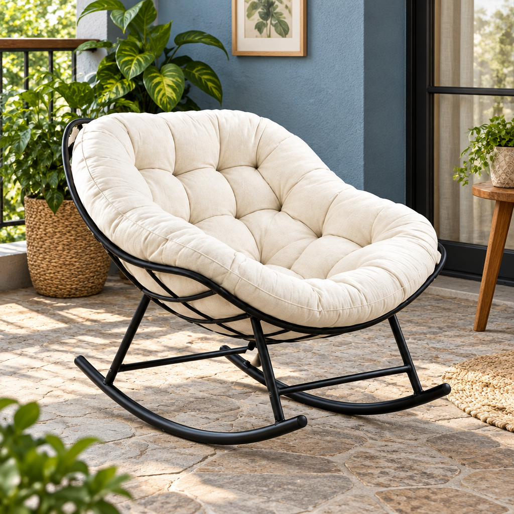Cloud Comfort Cushioned Rocking Chair-deep cushioning and rocking design