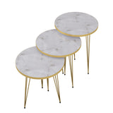 3 Leg Set Nesting Table Gold Paint Finish Modern Style