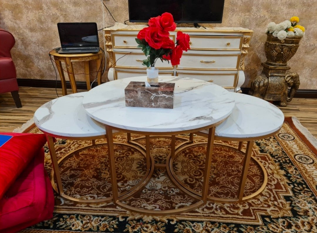 3 Pieces Round Center Table Set – Metal Furniture