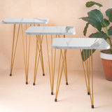 3 Leg Set Nesting Table Gold Paint Finish Modern Style