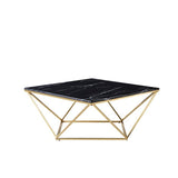 Pentagon Metal Base  wooden Marble texture Top Center Table Living Room Furniture