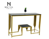 2-Tier Center Shelf Console Table Metal Frame Living Room Table