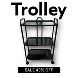 Small 3 Shelf Trolley Metal Frame Tea Serving Trolley