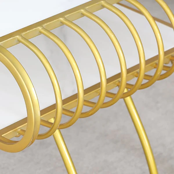 2 Shelf Rectangular Shape Center Table Gold Paint Finish