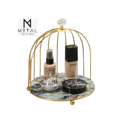Iron bird cage rack lipstick perfume cosmetics skin care products storage rack finishing table rack bathroom cosmetics storage