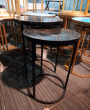 2 Pieces Round Half Circle Shape Nesting Table Set Living Room Furniture