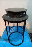 2 Pieces Round Half Circle Shape Nesting Table Set Living Room Furniture