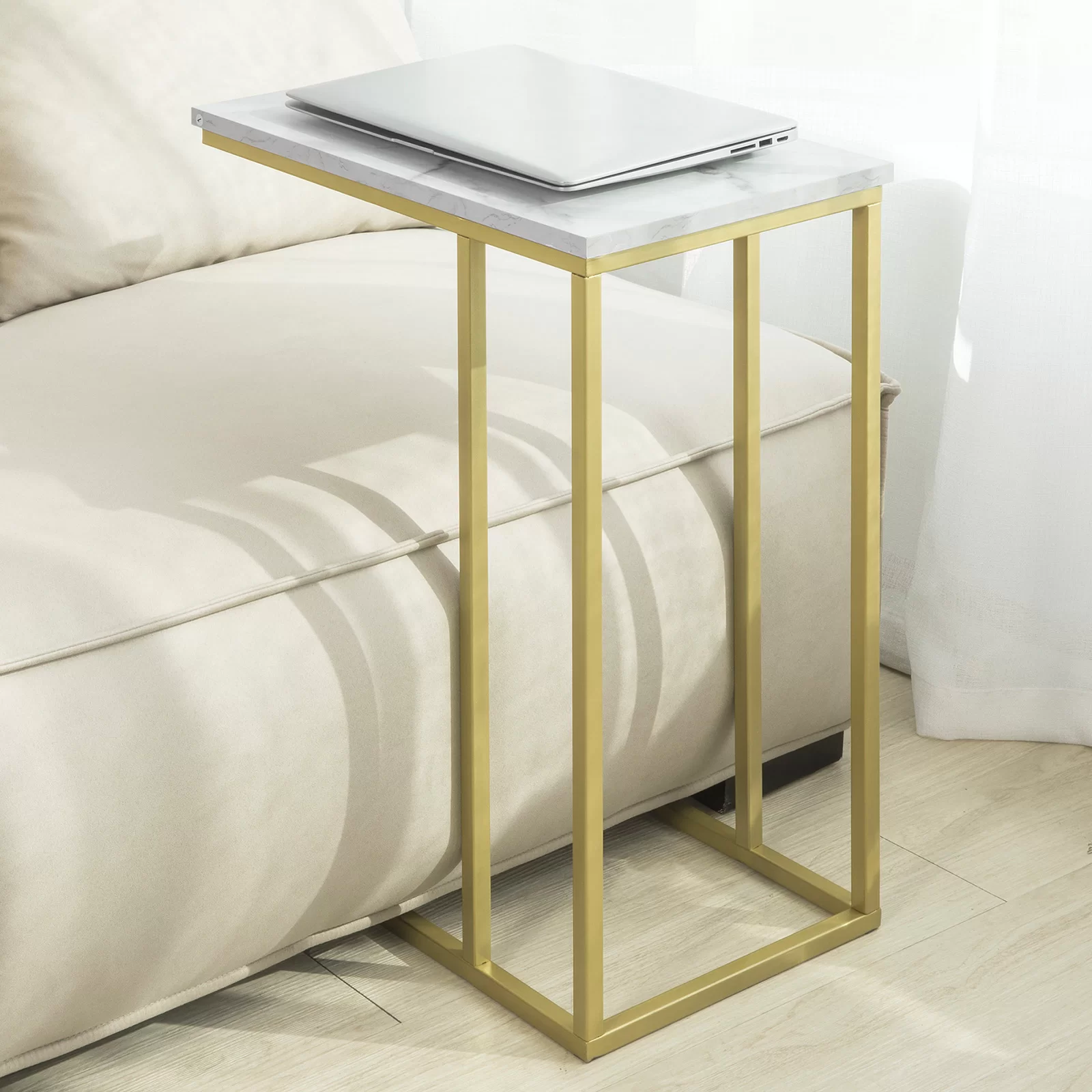 C-Shape Coffee Table – Rectangular Top Bedside Table - Metal Furniture