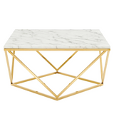 Diamond Shape Based Center Table Gold Paint Finish