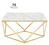 Diamond Shape Based Center Table Gold Paint Finish