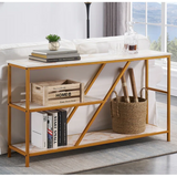 3-Teir Console Table Metal Frame Elegant Luxury Style Center Half Table