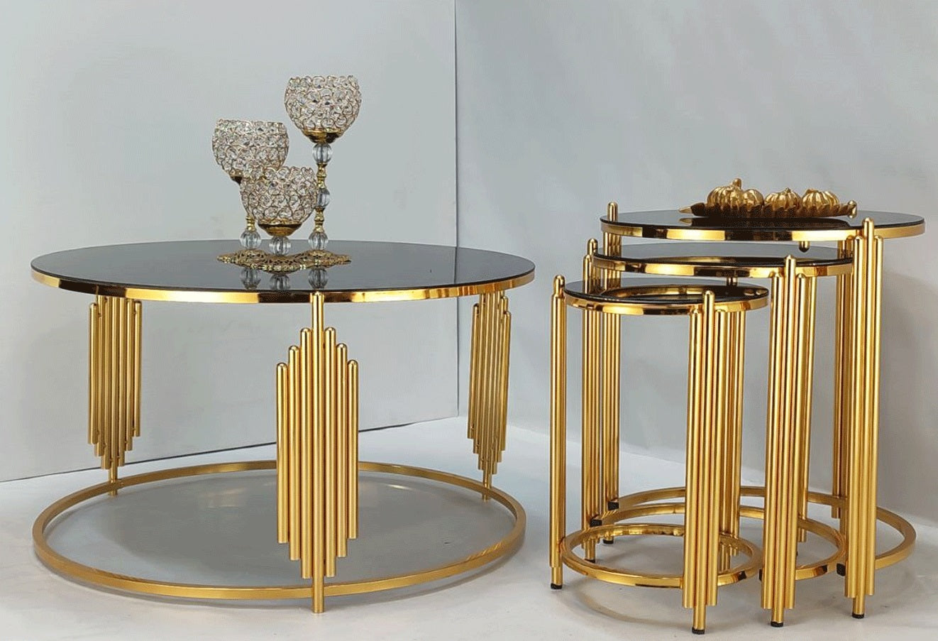 Luxury Round Nesting Table Set | 3-Piece Center Table Pakistan – Metal ...