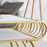 2 Shelf Rectangular Shape Center Table Gold Paint Finish