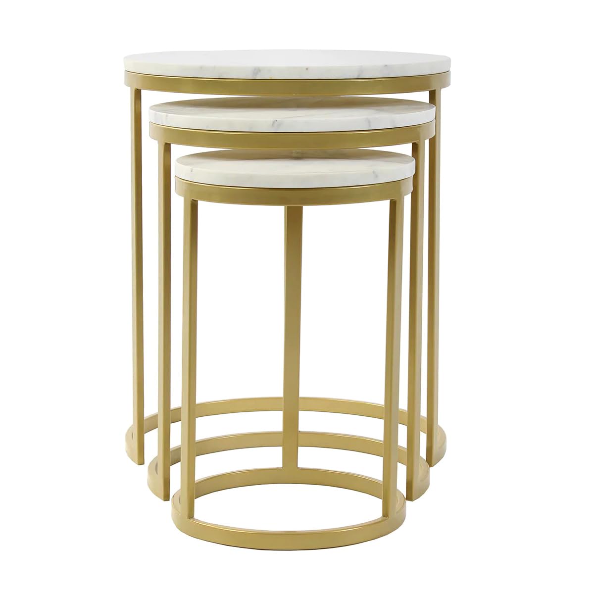 3 Pieces Round Nesting Table Set Gold Paint finish