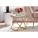 Square Top X Base Coffee Table Marble Texture Top