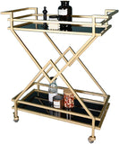 2-Tier V Shape Tea Trolley Wooden Marble Texture Modern Design