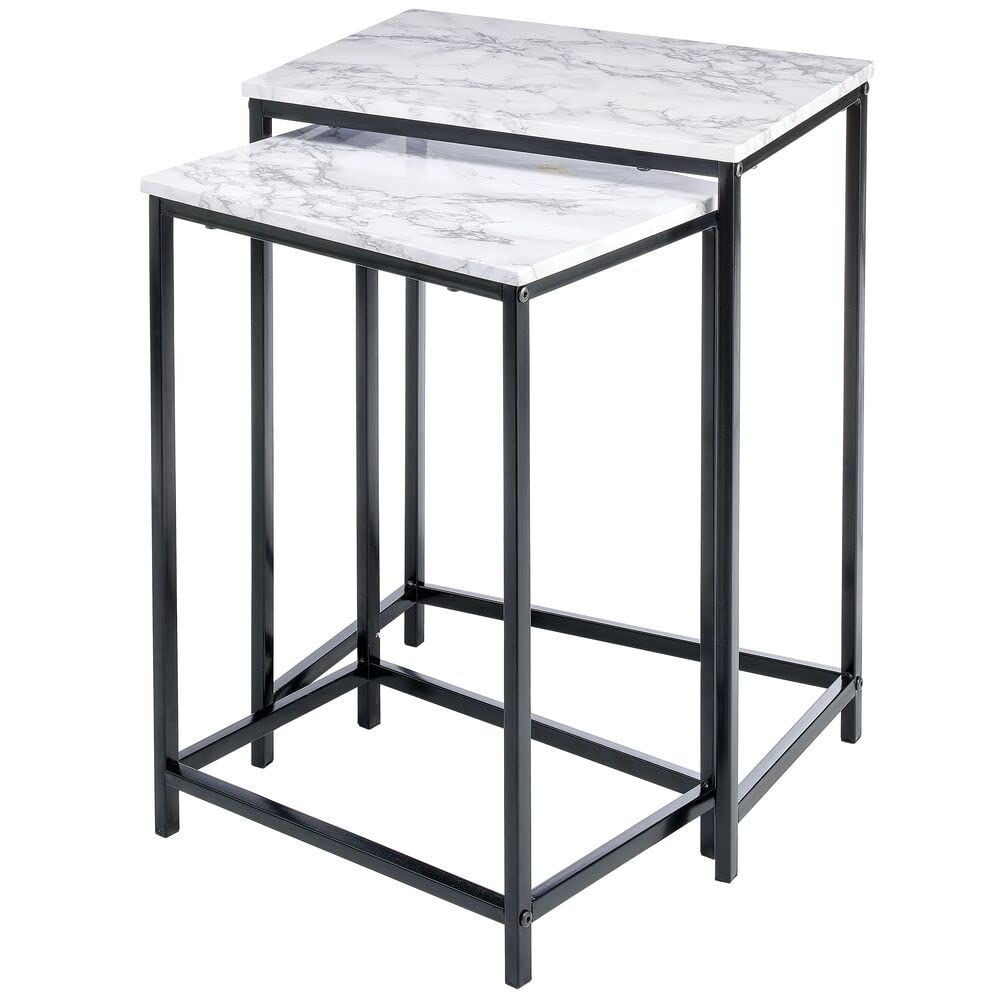 Simple Style 2pc Nesting Table Set Metal Frame Home Furniture