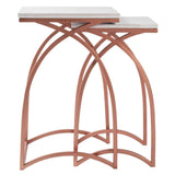 2 Pieces Bend Nesting Table Set Gold Paint Finish