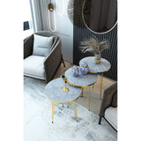 3 Leg Set Nesting Table Gold Paint Finish Modern Style