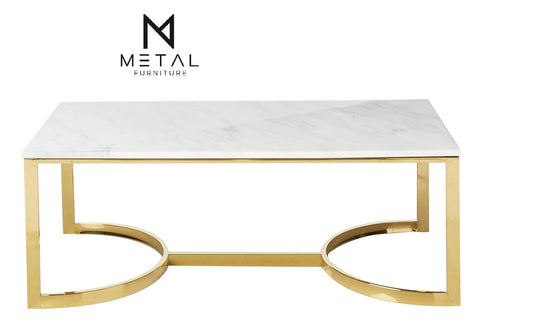 U Shape Rode Based Center Table Gold Paint Finish