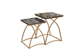 2 Pieces Bend Nesting Table Set Gold Paint Finish