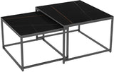 2 Pieces Square Nesting Table Set Center Table Gold paint Finish