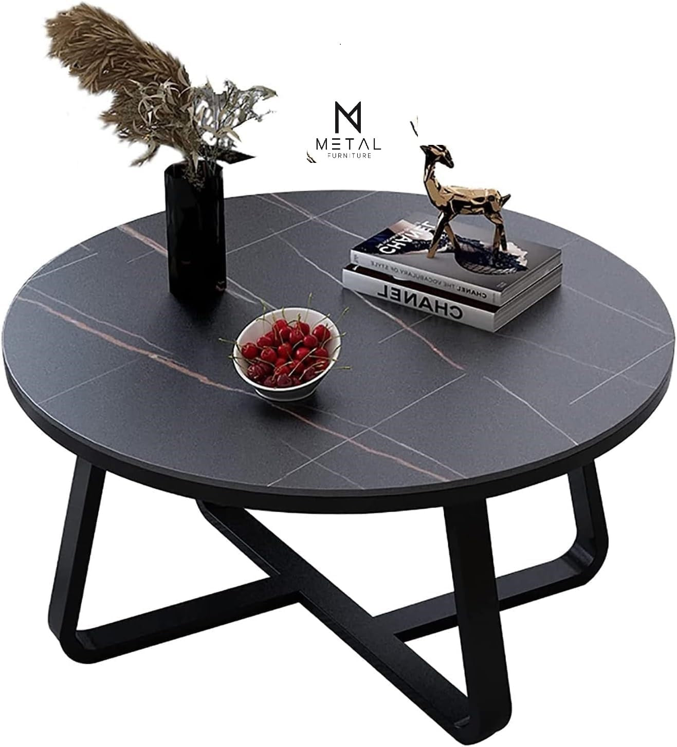 Round Center Table Living Room Table Gold Paint Finish