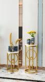 2 Pieces Round Hand Craft Nesting Table Set Gold Paint Finish