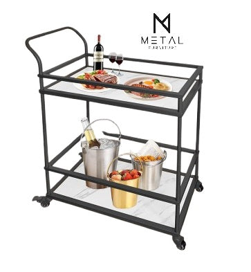 2-Tier Serving Tea Trolley Elegant & Modern Look