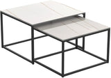 2 Pieces Square Nesting Table Set Center Table Gold paint Finish