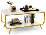 Marble Texture Center Table Modern Center Table 2-Tier Living Room Table