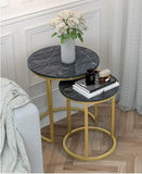 2 Pieces Round Half Circle Shape Nesting Table Set Living Room Furniture
