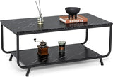 Marble Texture Center Table Modern Center Table 2-Tier Living Room Table