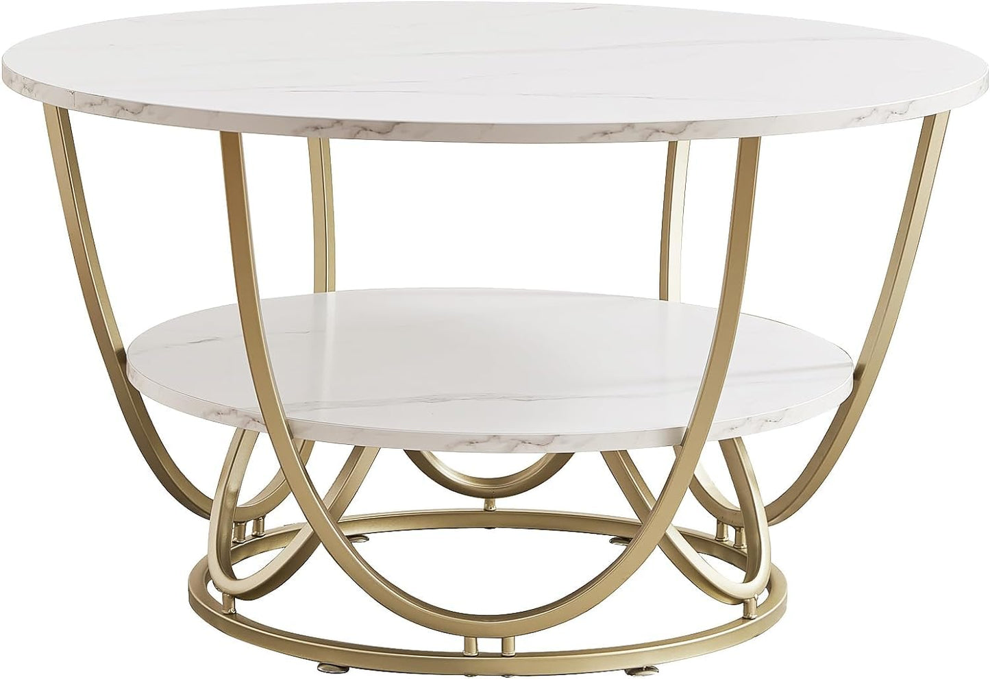 2 Shelf Round Center Table Modern Furniture Home