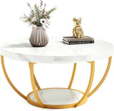 2-Tier Round Rode Based Center Table Elegant Luxury Home Furniture