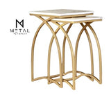 2 Pieces Bend Nesting Table Set Gold Paint Finish